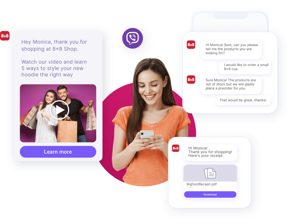 Send notifications and two-way messages with 8x8 Viber Business Messaging API